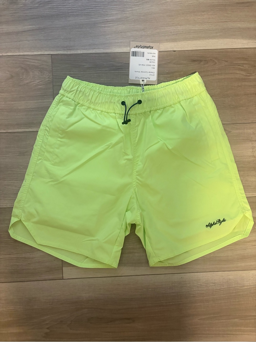 Chester High-Visibility Neon Yellow Men’s Swim Trunks with Drawstring